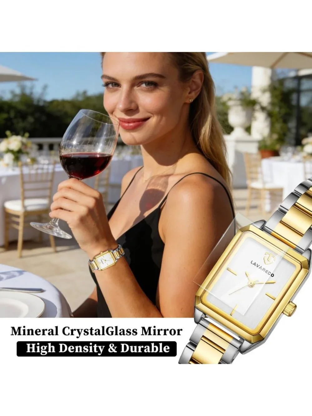 Women's Silver And Gold Analog Stainless Steel Waterproof Luxury Bracelet Watch